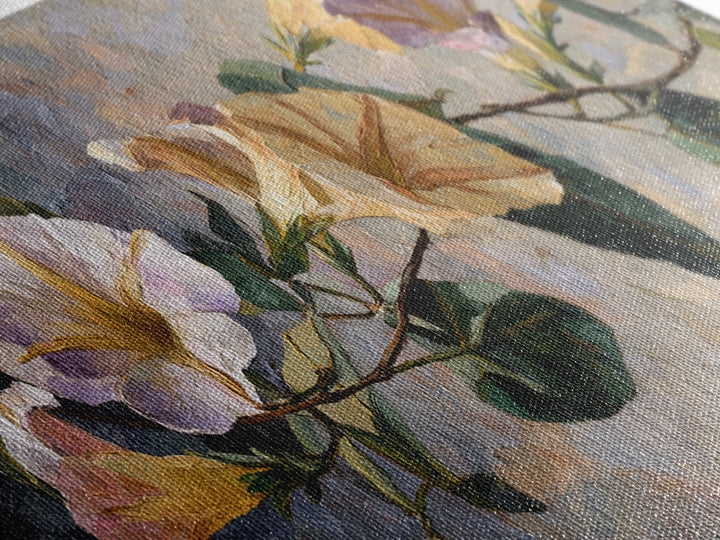 Caf Table with Flowers and Morning Light Canvas Print, Impressionist Art, Minimalist Decor, Living Room Decor, Impression, IMP-2x1-30