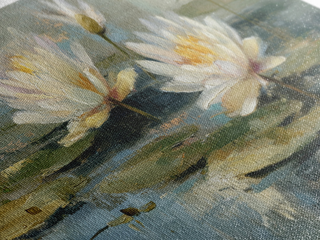 Water Lilies Floating on a Sunlit Pond Canvas Print, Impressionist Art, Living Room Wall Art, Living Room Decor, Impression, IMP-2x1-69