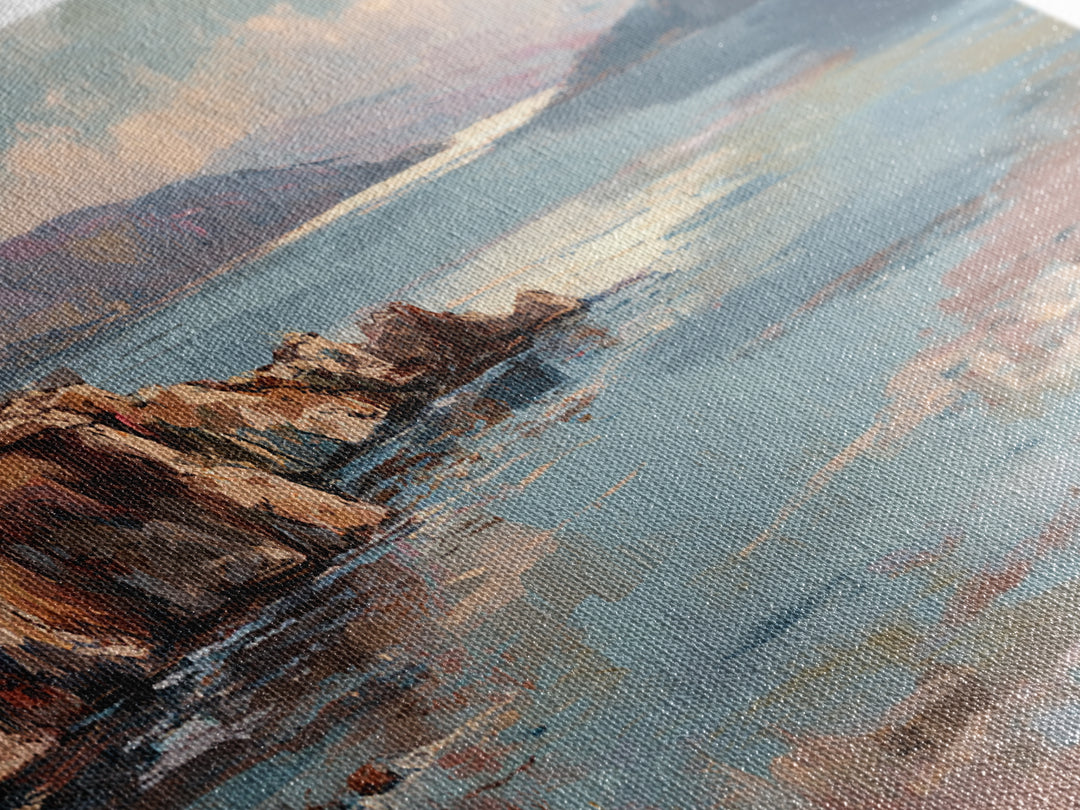 Soft Seaside Cliffs Canvas Print, Impressionist Art, Living Room Decor, Fine Art, Impression, Landscape Art, Colorful Wall Art, IMP-2x1-73