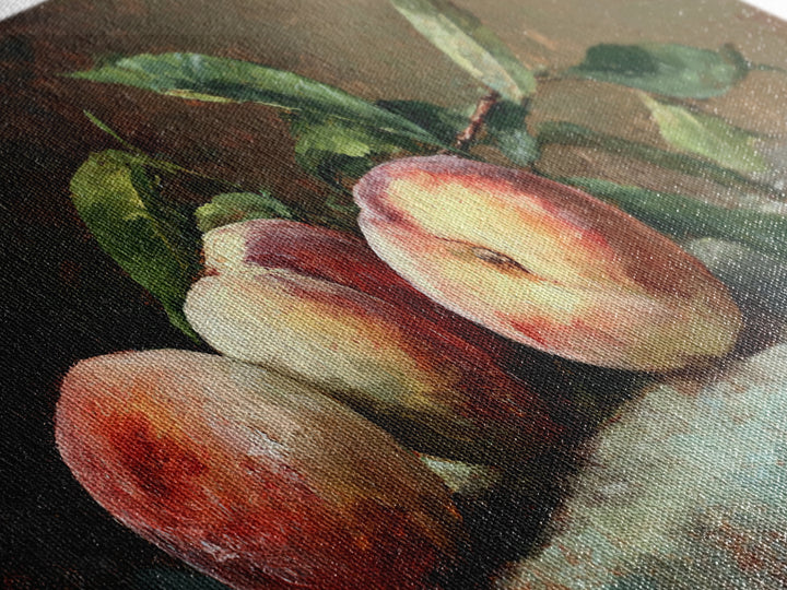 Still Life of Peaches Framed Canvas Print, Impressionist Art, Textured Wall Art, Living Room Decor, Fine Art, Impression, IMP-2x1-91