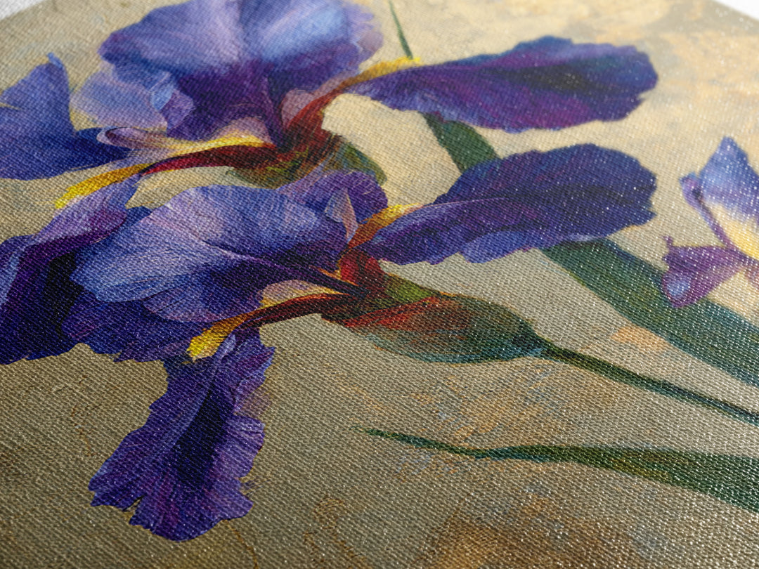 Iris Garden with Blue Violet Strokes Canvas Print, Impressionist Art, Printable Wall Art, Living Room Decor, Impression, IMP-2x3-100
