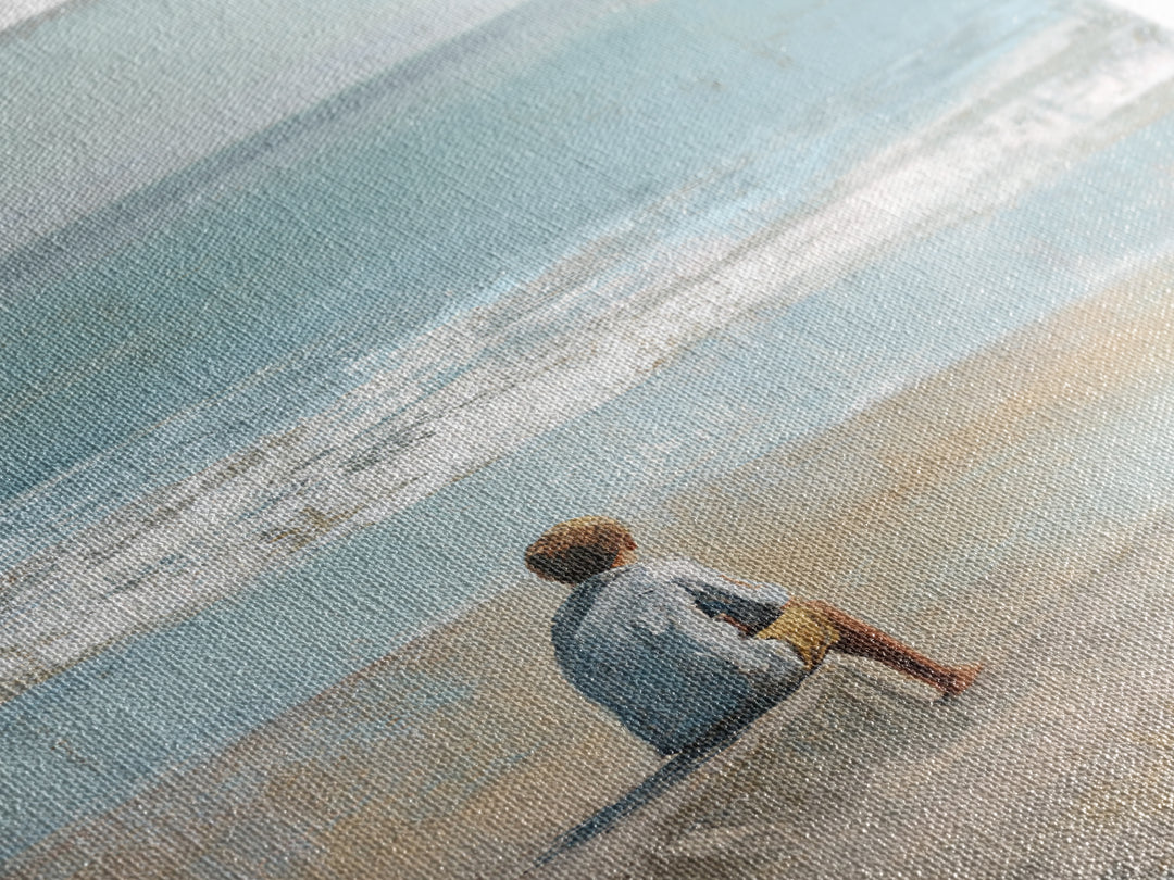 Coastal Beach Figures Framed Canvas Print, Impressionist Art, Room Decor, Living Room Decor, Oil Painting, Impression, IMP-2x3-3