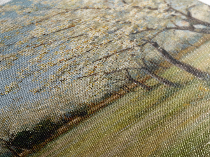 Spring Orchard with Blossoming Trees Framed Canvas Print, Impressionist Art, Original Painting, Living Room Decor, Impression, IMP-2x3-38
