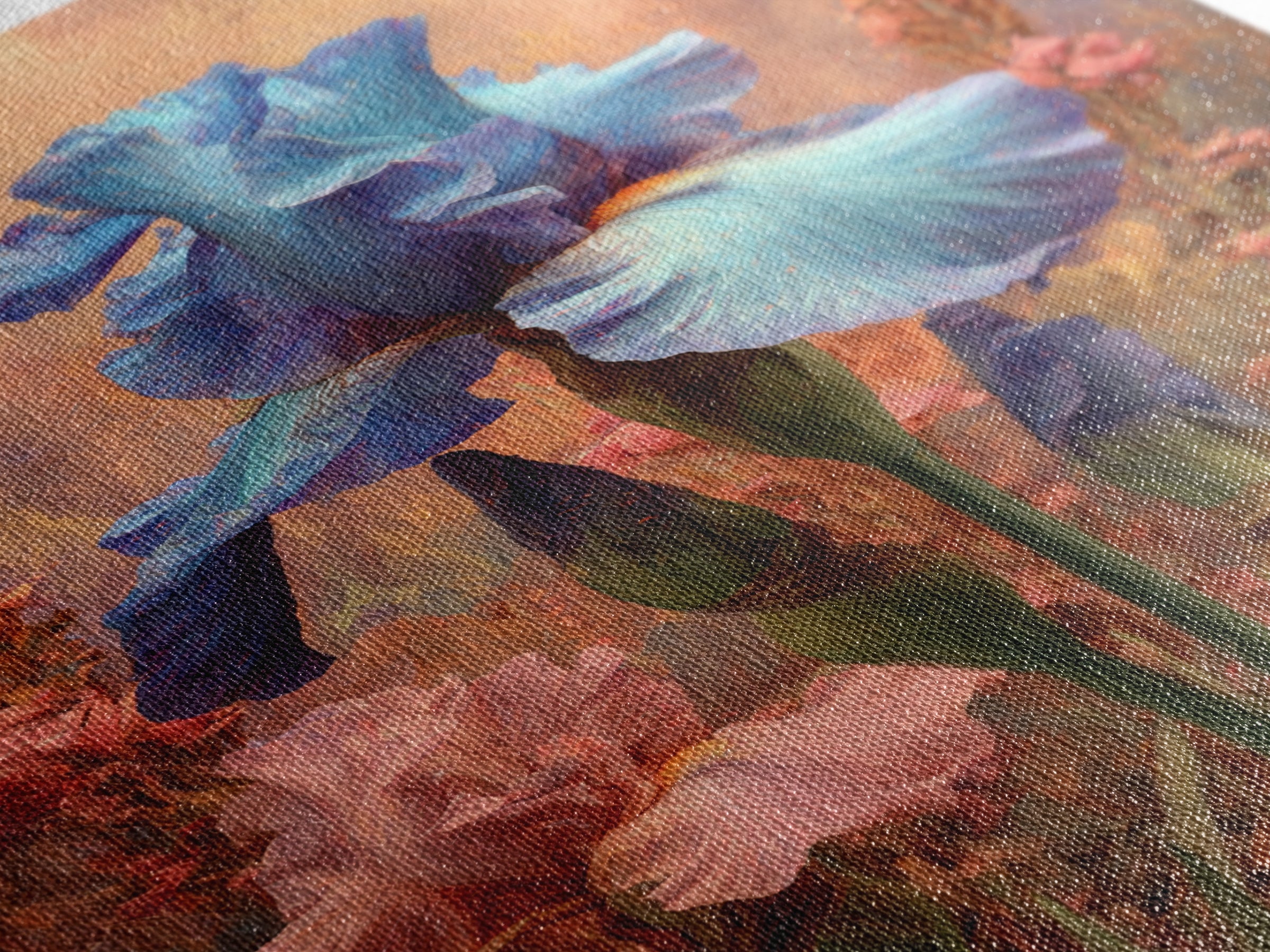 Iris Garden with Blue Violet Strokes Canvas Print, Impressionist Art, Contemporary Art, Living Room Decor, Impression, IMP-2x3-4