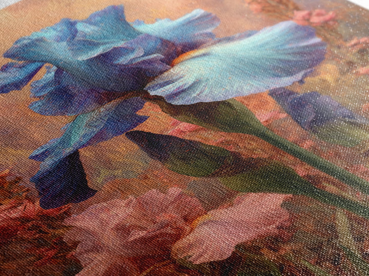 Iris Garden with Blue Violet Strokes Canvas Print, Impressionist Art, Contemporary Art, Living Room Decor, Impression, IMP-2x3-4