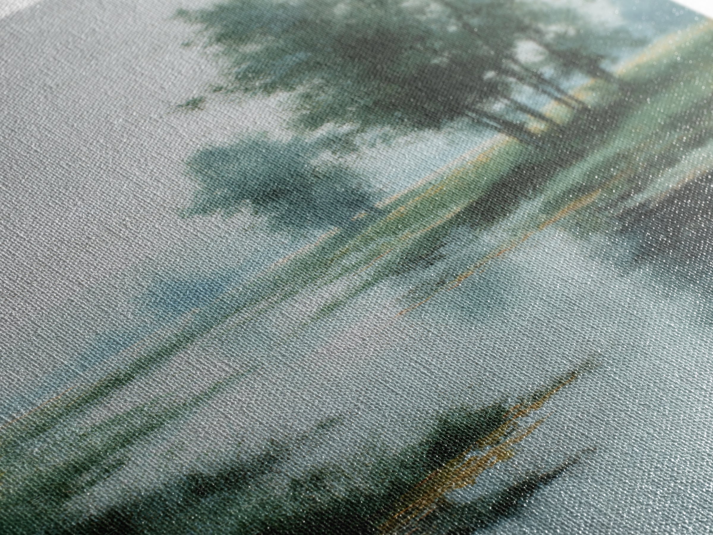 Misty Riverbank with Willow Trees Framed Canvas Print, Impressionist Art, Textured Wall Art, Living Room Decor, Impression, IMP-2x3-43