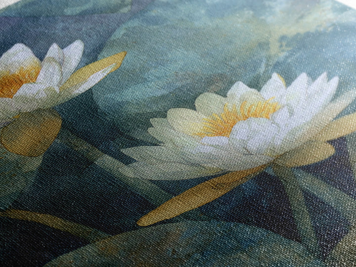 Water Lilies Floating on a Sunlit Pond Canvas Print, Impressionist Art, Floral Wall Art, Living Room Decor, Oil Painting, IMP-2x3-81