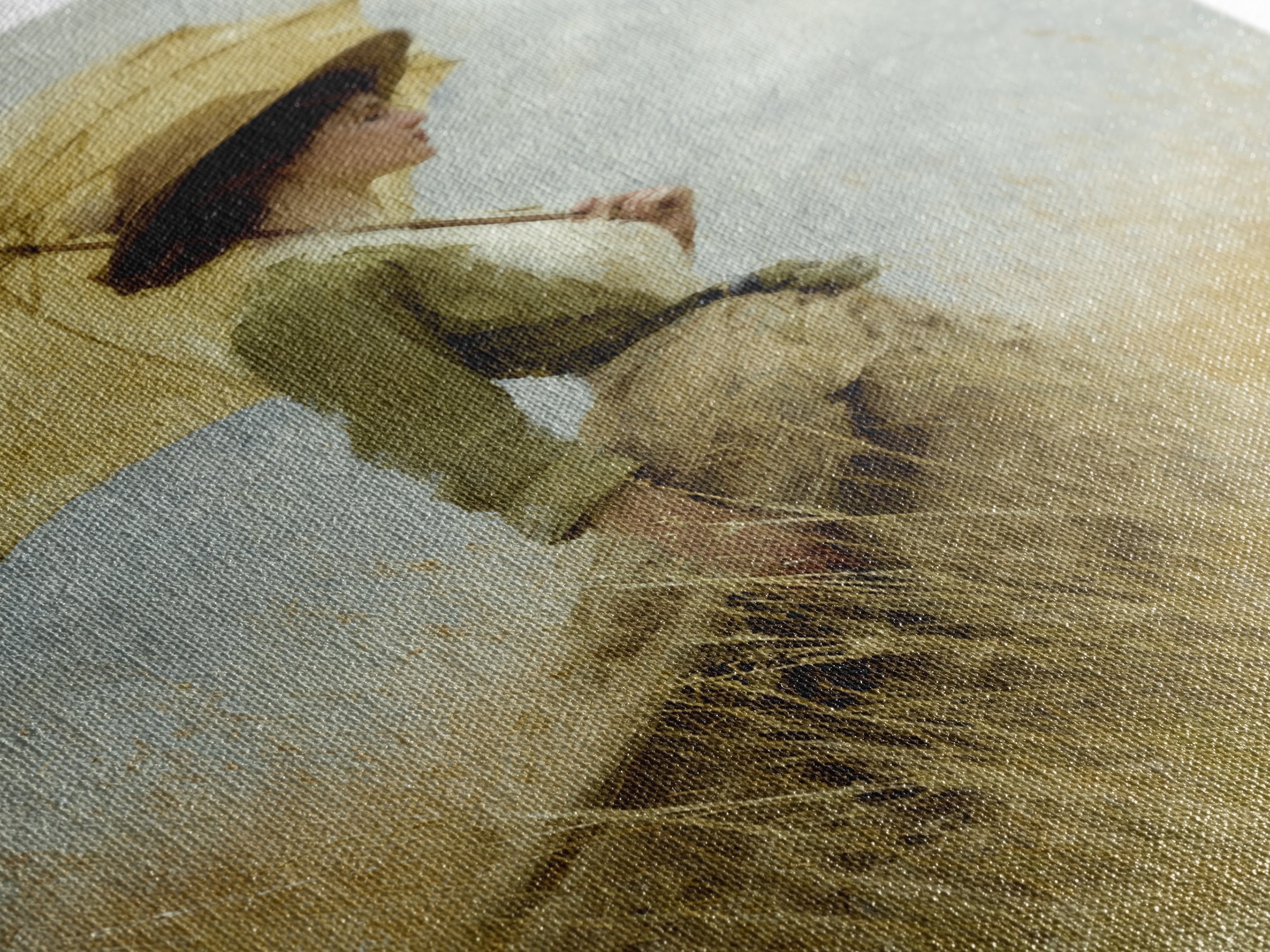 Woman with Parasol in Breezy Meadow Framed Canvas Print, Impressionist Art, Landscape Art, Living Room Decor, Impression, IMP-2x3-83