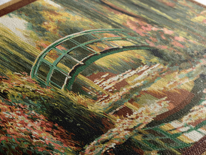 Water Garden Bridge Framed Canvas Print, Impressionist Art, Original Painting, Living Room Decor, Fine Art, Impression, IMP-3x1-10