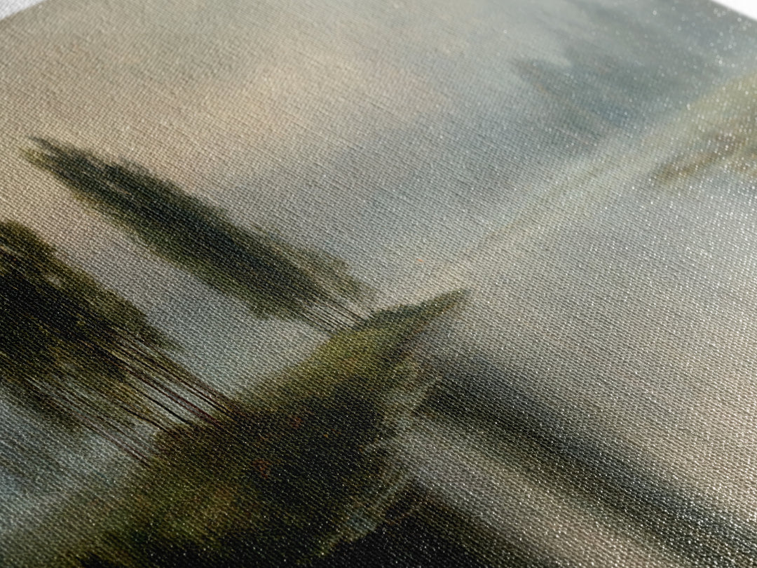 Misty Riverbank with Willow Trees Canvas Print, Impressionist Art, Fine Art Print, Living Room Decor, Fine Art, Impression, IMP-3x1-3