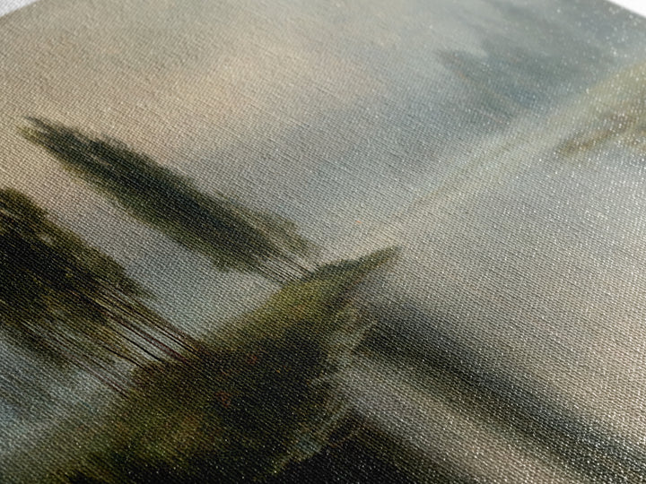 Misty Riverbank with Willow Trees Canvas Print, Impressionist Art, Fine Art Print, Living Room Decor, Fine Art, Impression, IMP-3x1-3