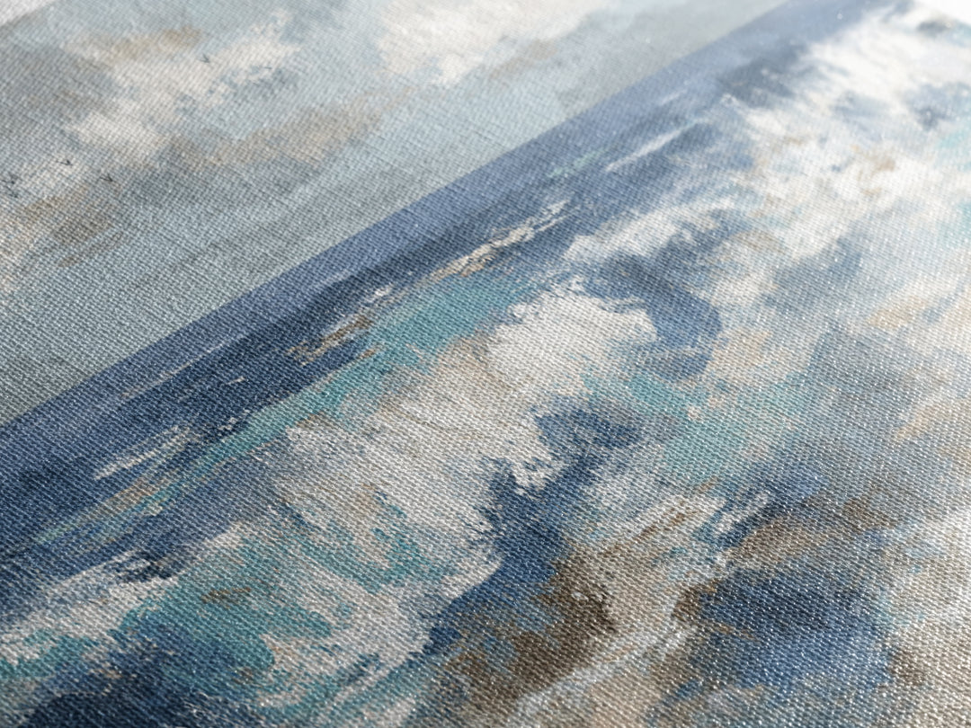 Coastal Beach Figures Canvas Print, Impressionist Art, Minimalist Decor, Living Room Decor, Impression, Textured Wall Art, IMP-3x1-35