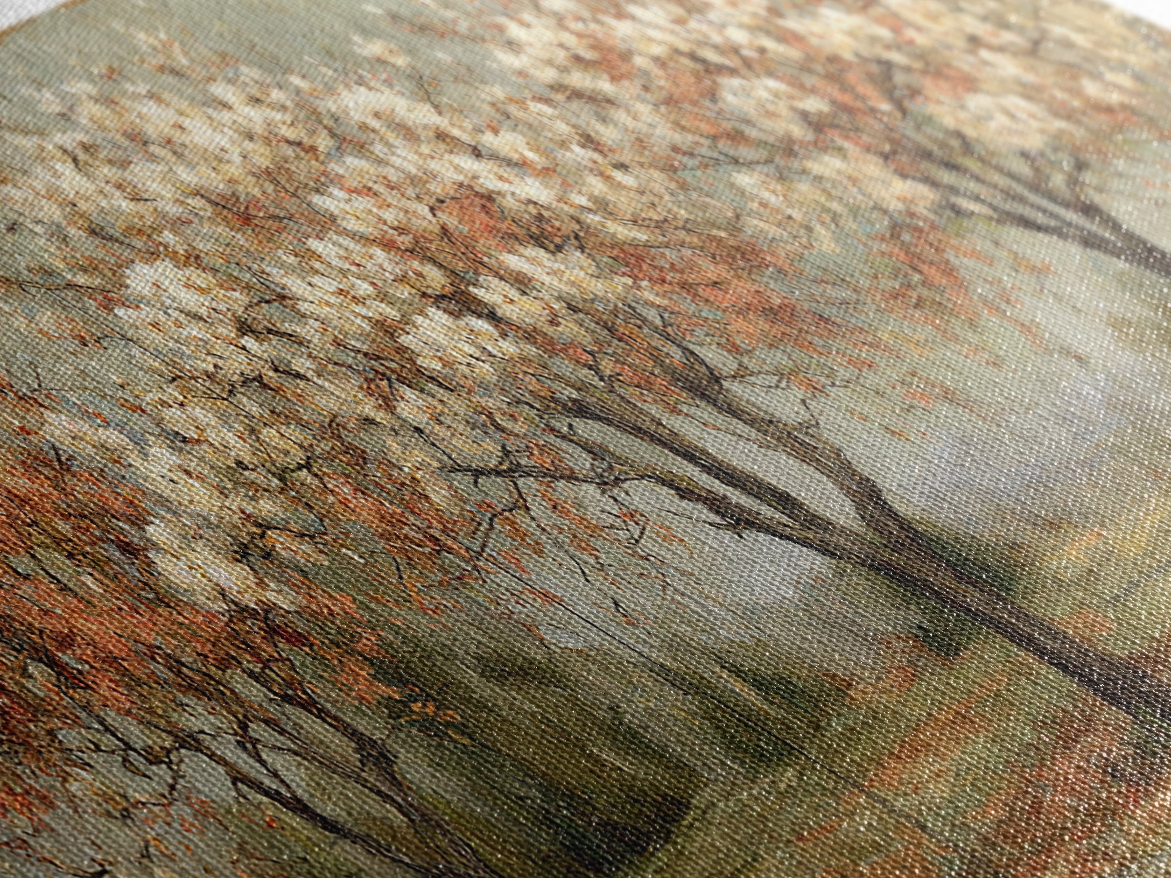 Spring Orchard with Blossoming Trees Canvas Print, Impressionist Art, Wall Art, Living Room Decor, Oil Painting, Impression, IMP-3x1-70