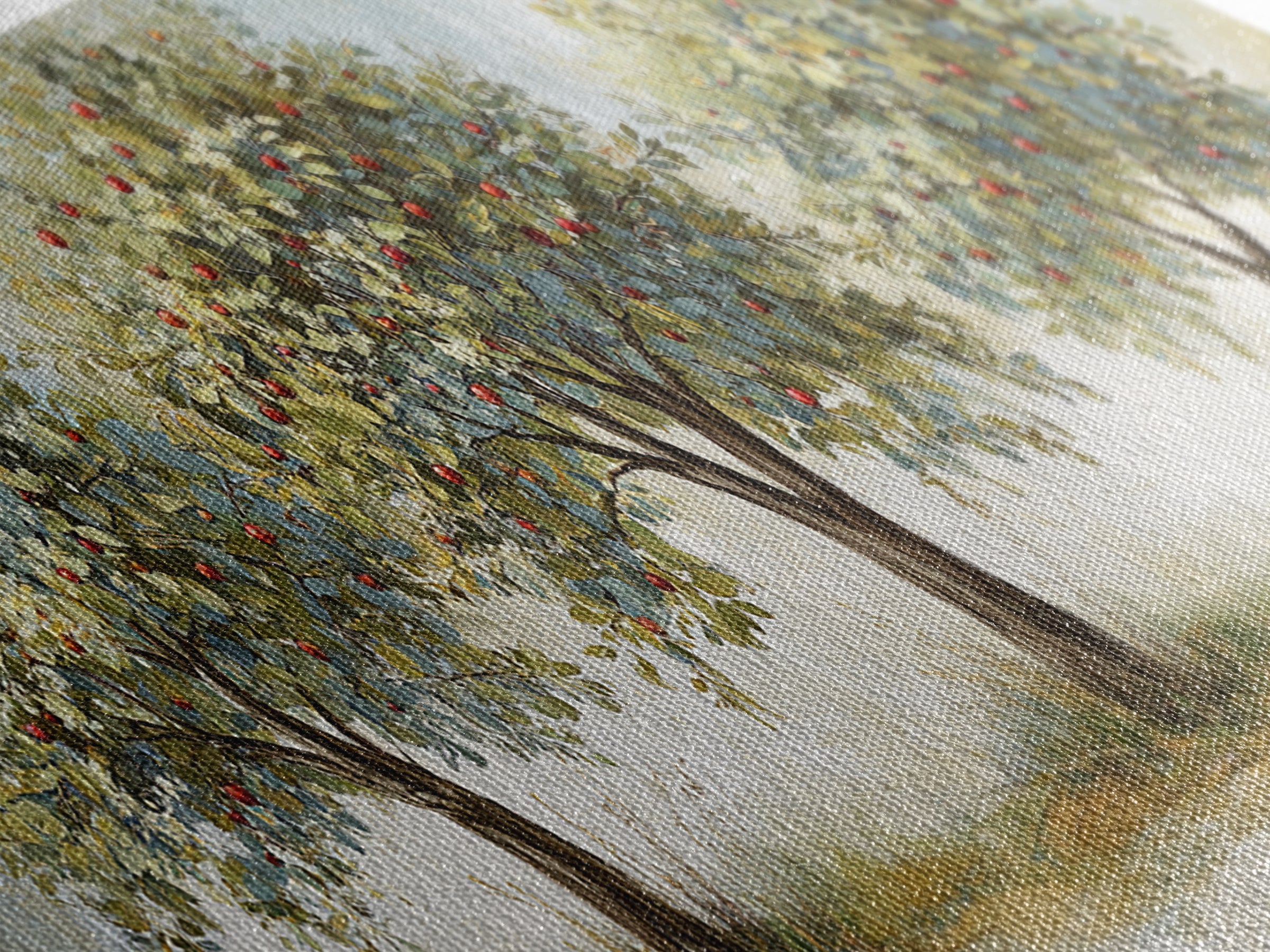Apple Tree in Summer Orchard Framed Canvas Print, Impressionist Art, Flower Print, Living Room Decor, Fine Art, Impression, IMP-3x1-81