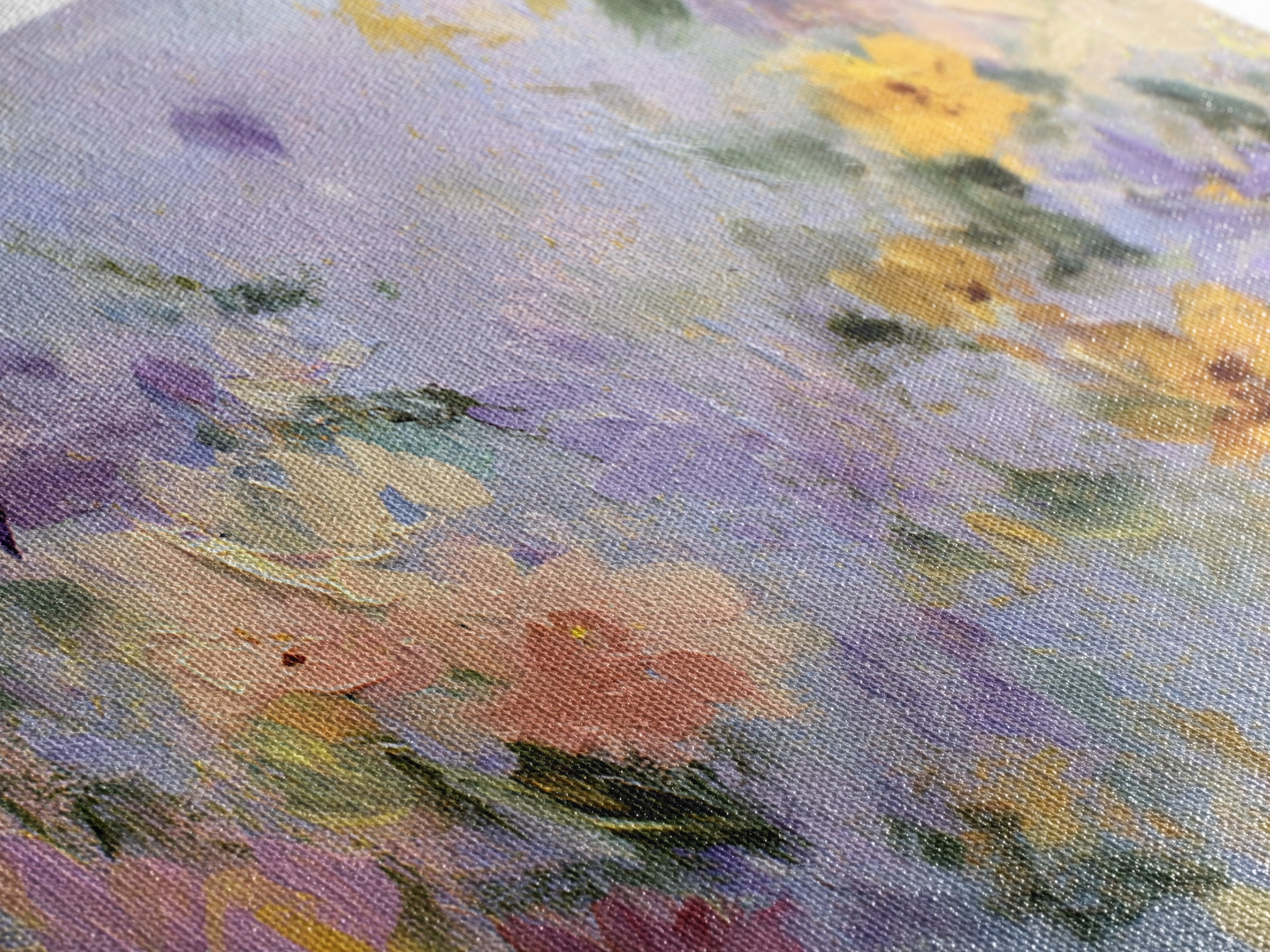 Wildflower Field in Loose Pastel Strokes Canvas Print, Impressionist Art, Modern Art, Living Room Decor, Oil Painting, IMP-3x2-12