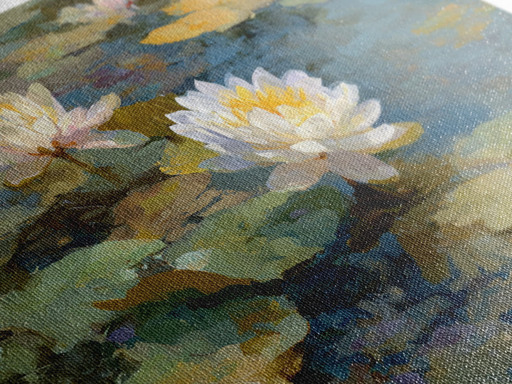 Water Lilies Floating on a Sunlit Pond Canvas Print, Impressionist Art, Modern Decor, Living Room Decor, Fine Art, Impression, IMP-3x2-29