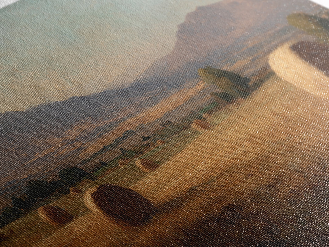 Haystacks Glowing at Golden Hour Canvas Print, Impressionist Art, Colorful Wall Art, Living Room Decor, Fine Art, Impression, IMP-3x2-32