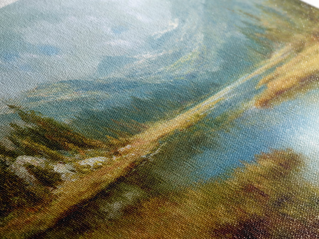 Mountain Lake with Sparkling Reflections Canvas Print, Impressionist Art, Horizontal Wall Art, Living Room Decor, Impression, IMP-3x2-4
