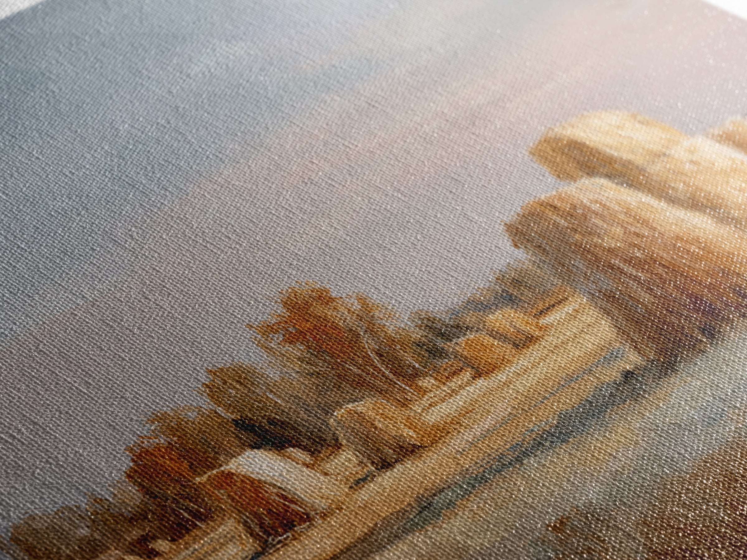 Haystacks Glowing at Golden Hour Framed Canvas Print, Impressionist Art, Living Room Decor, Watercolor Art, Impression, IMP-3x2-80
