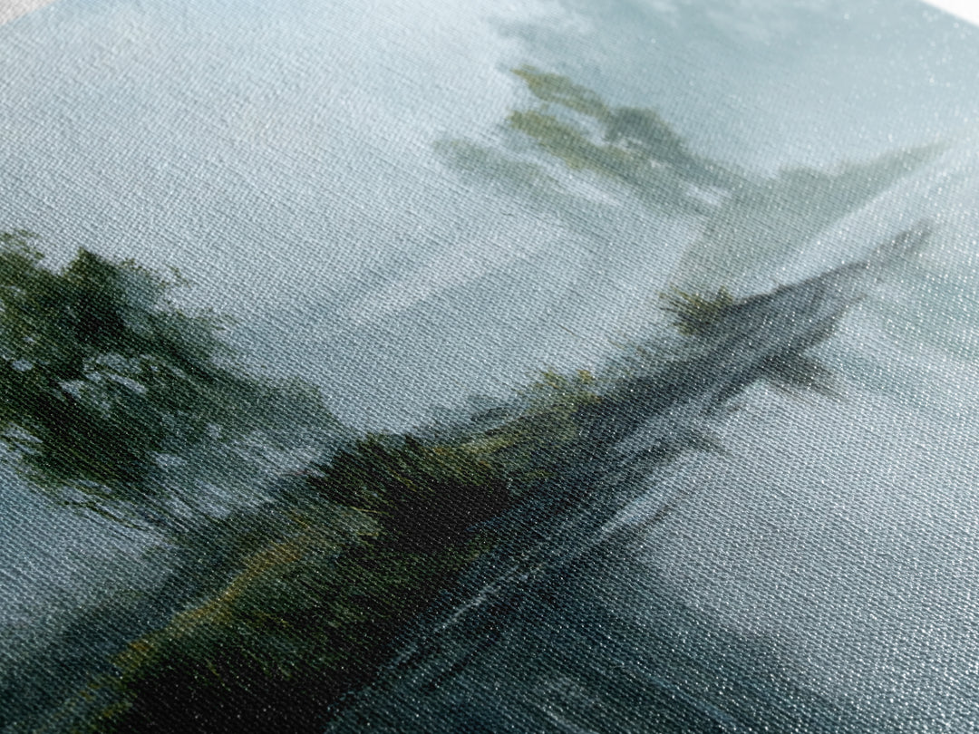 Misty Riverbank with Willow Trees Framed Canvas Print, Impressionist Art, Wall Decor, Living Room Decor, Fine Art, Impression, IMP-3x2-87