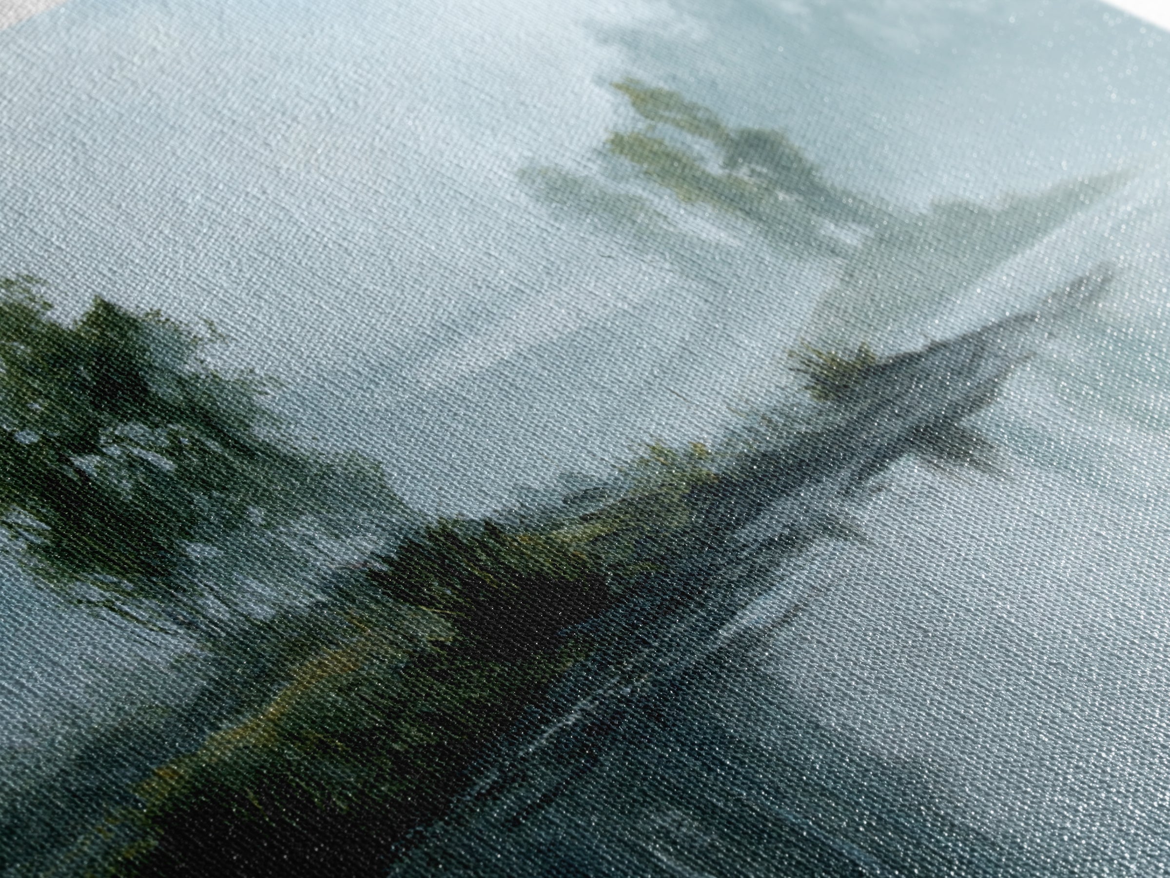 Misty Riverbank with Willow Trees Framed Canvas Print, Impressionist Art, Wall Decor, Living Room Decor, Fine Art, Impression, IMP-3x2-87
