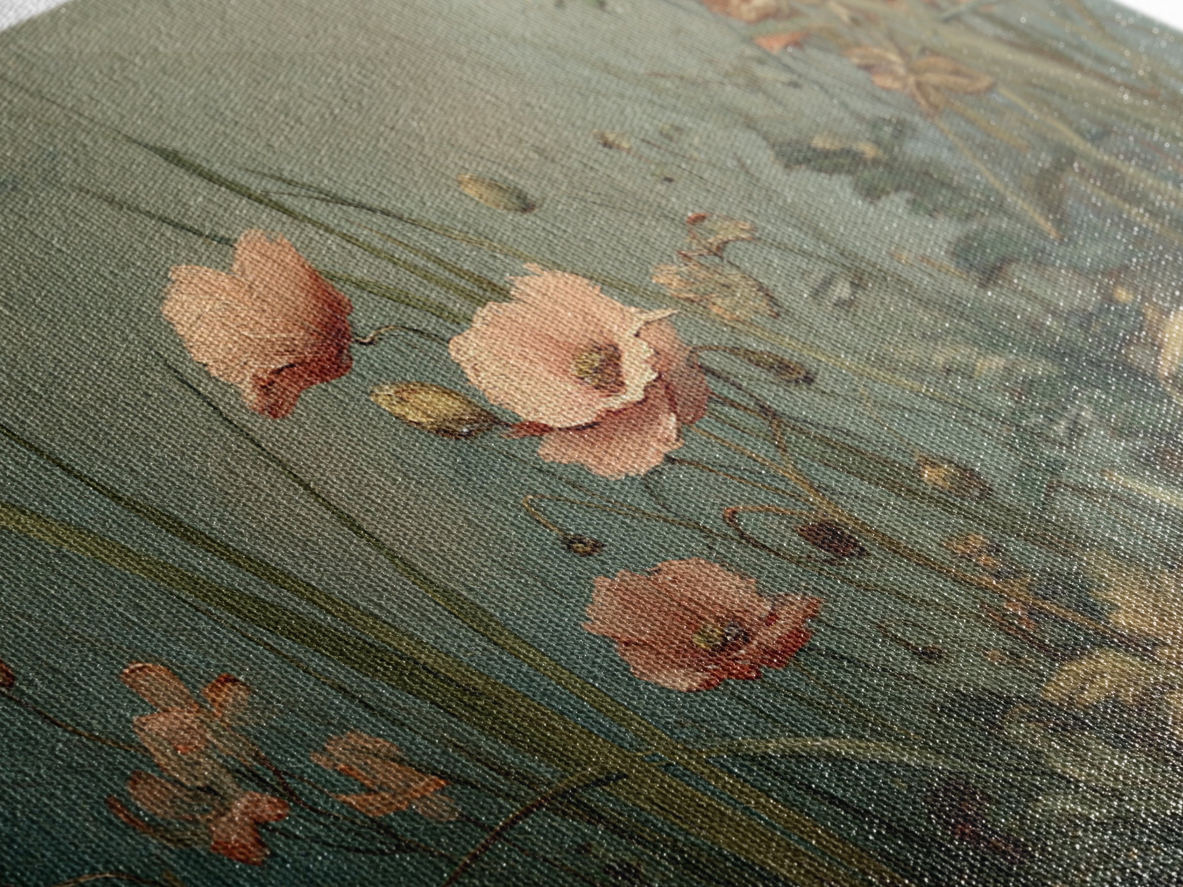 Poppies Blowing Through Green Grass Canvas Print, Impressionist Art, Painting, Living Room Decor, Fine Art, Impression, IMP-3x2-88