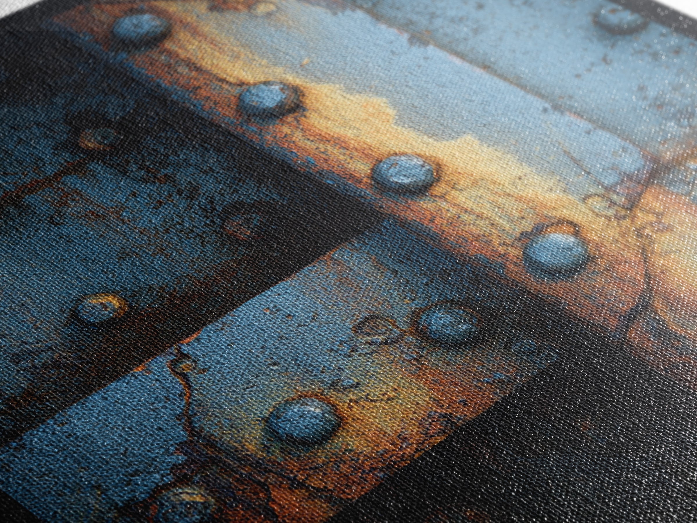 Riveted Metal Panel Texture Study Canvas Print, Industrial Art, Steampunk Decor, Living Room Decor, Oil Painting, Foundry, IND-1x1-22