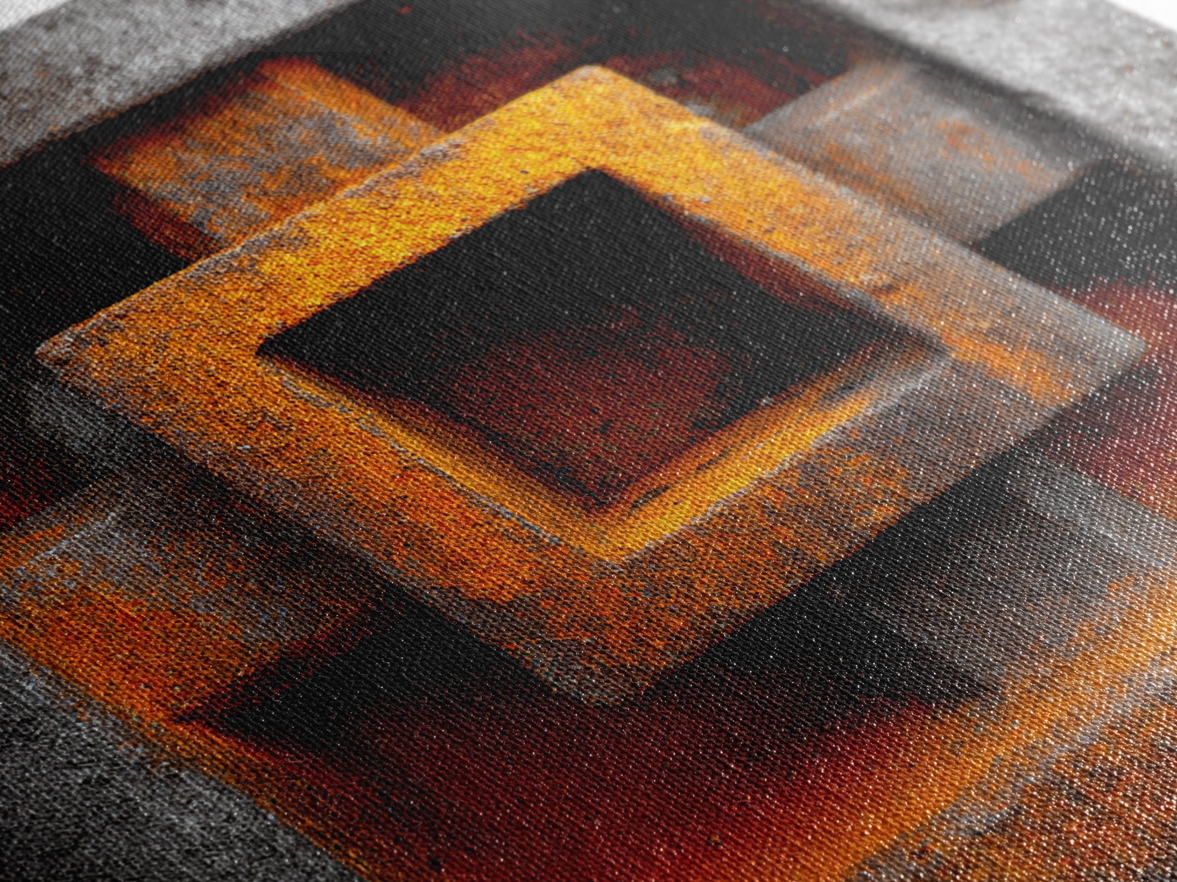 Abstract Smoke and Steel Shapes Framed Canvas Print, Industrial Art, Living Room Art, Living Room Decor, Abstract Art, Foundry, IND-1x1-24