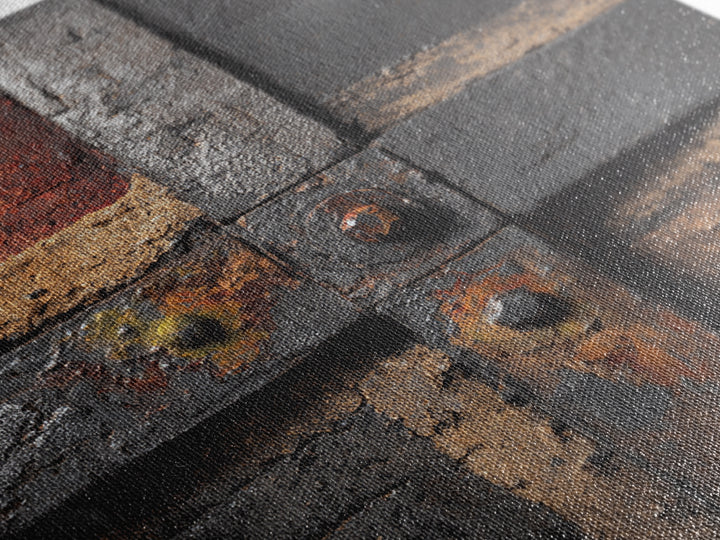 Exposed Brick Texture Abstract Framed Canvas Print, Industrial Art, Art Prints, Living Room Decor, Fine Art, Foundry, IND-1x1-28