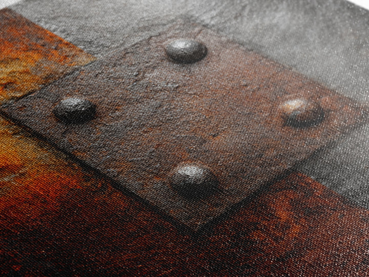 Riveted Metal Panel Texture Study Framed Canvas Print, Industrial Art, Gallery Decor, Living Room Decor, Fine Art, Foundry, IND-1x1-46