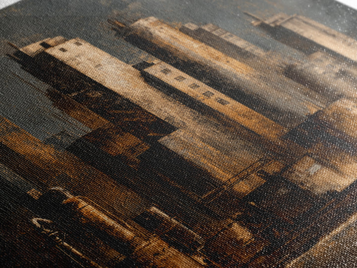 Industrial City Skyline Canvas Print, Industrial Art, Modern Art, Living Room Decor, Abstract Art, Foundry, Modern Decor, IND-1x1-60