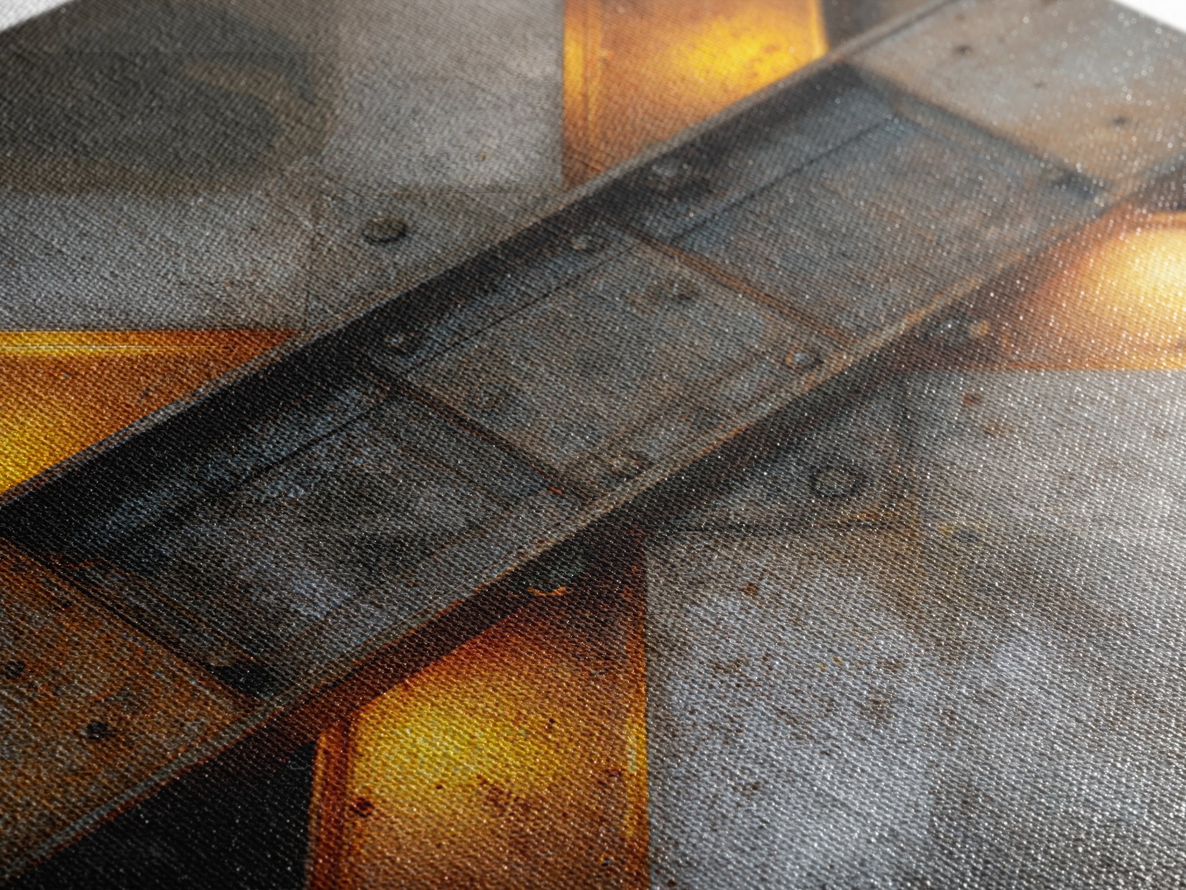 Steel Beams Crossing Like Abstract Lines Framed Canvas Print, Industrial Art, Wall Art, Living Room Decor, Fine Art, Foundry, IND-1x1-65