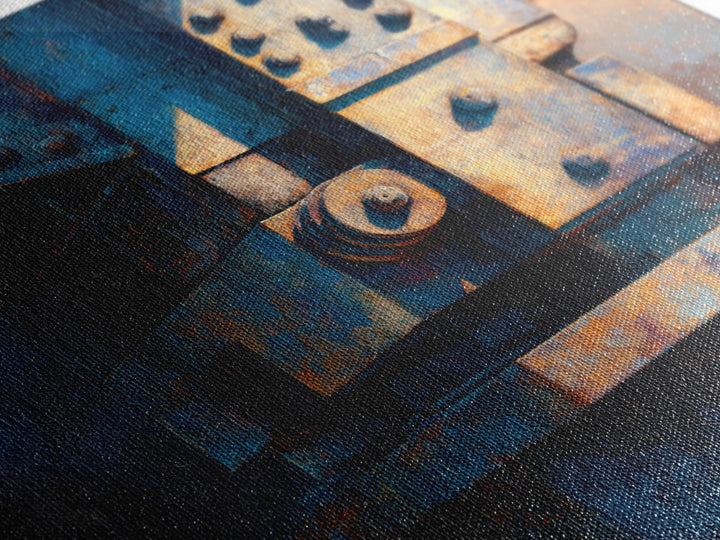 Urban Rail Yard Canvas Print, Industrial Art, Living Room Decor, Watercolor Art, Foundry, Abstract Art, Textured Wall Art, IND-1x1-69