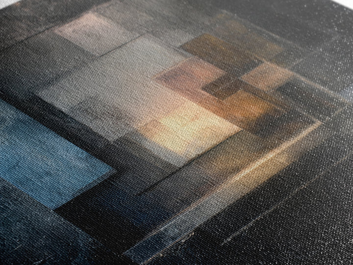 Abstract Smoke and Steel Shapes Framed Canvas Print, Industrial Art, Contemporary Art, Living Room Decor, Fine Art, Foundry, IND-1x1-72