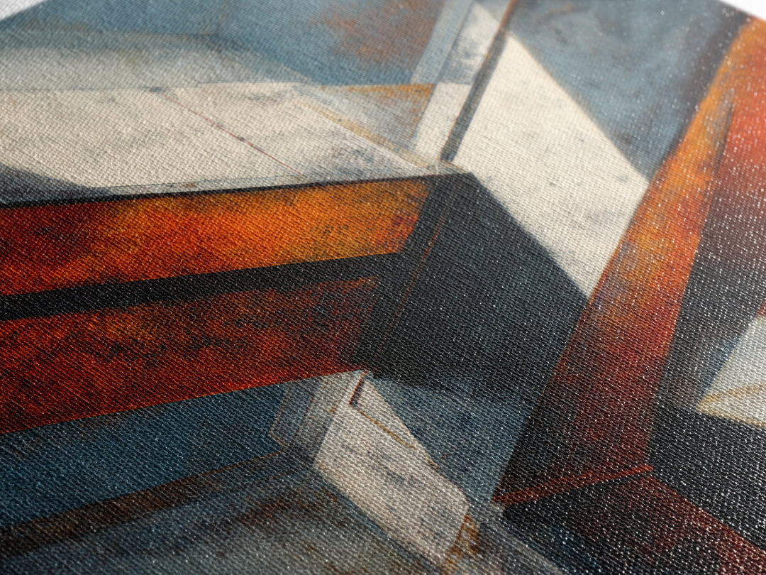 Steel Beams Crossing Like Abstract Lines Canvas Print, Industrial Art, Digital Prints, Living Room Decor, Abstract Art, Foundry, IND-1x1-89