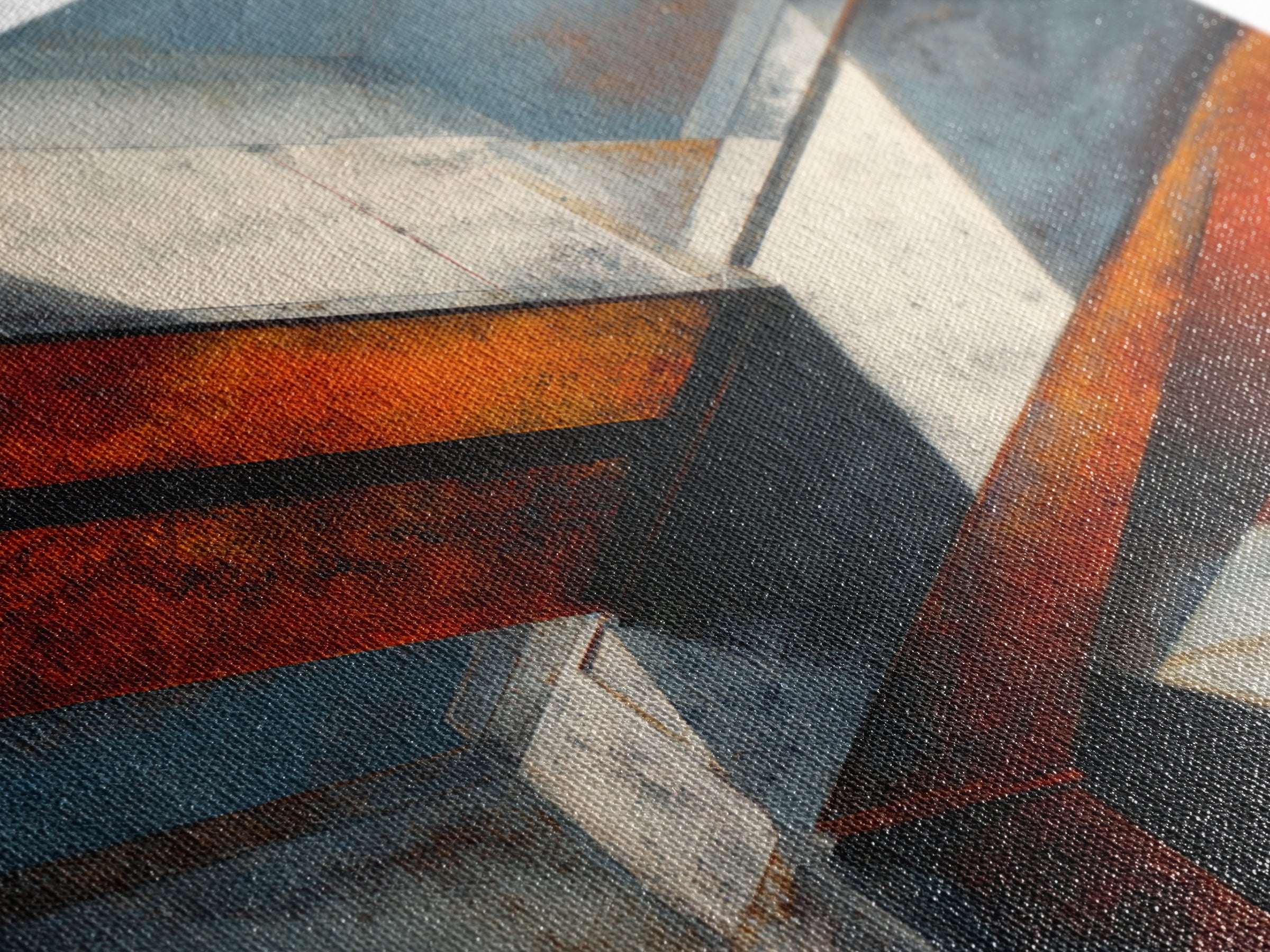 Steel Beams Crossing Like Abstract Lines Canvas Print, Industrial Art, Digital Prints, Living Room Decor, Abstract Art, Foundry, IND-1x1-89