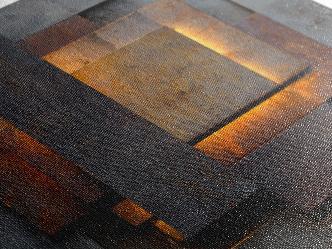 Abstract Smoke and Steel Shapes Framed Canvas Print, Industrial Art, Art Print, Living Room Decor, Abstract Art, Foundry, IND-1x1-96