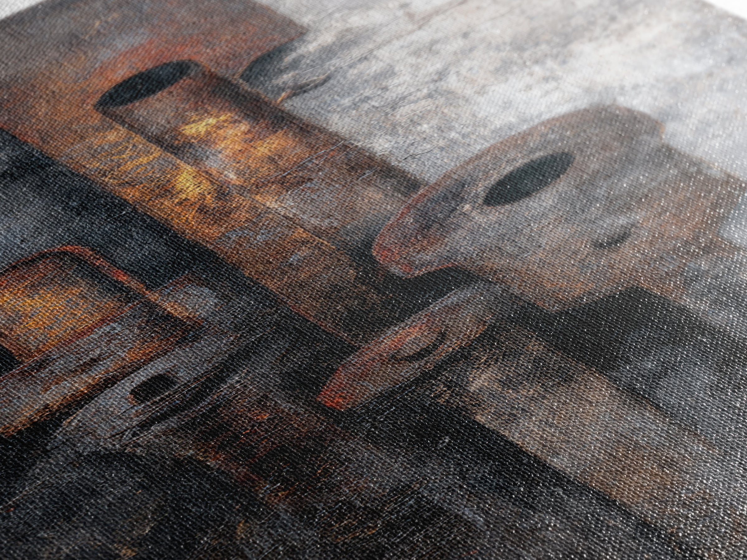 Abstract Smoke and Steel Shapes Canvas Print, Industrial Art, Printables, Living Room Decor, Abstract Art, Foundry, IND-1x3-12