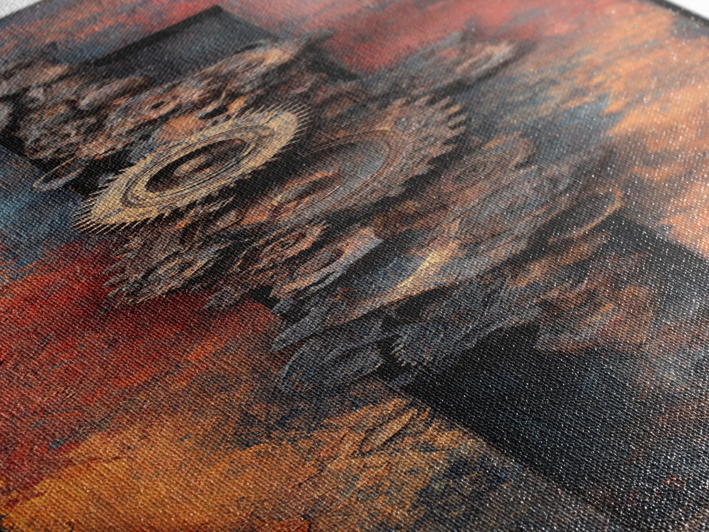 Rusted Gears Arranged as Sculptural Still Life Canvas Print, Industrial Art, Digital Prints, Living Room Decor, Foundry, IND-1x3-37