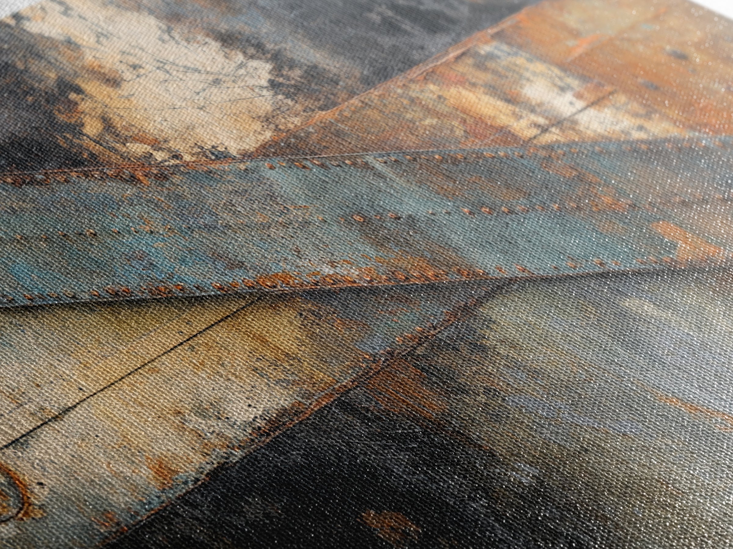 Steel Beams Crossing Like Abstract Lines Framed Canvas Print, Industrial Art, Wall Hanging, Living Room Decor, Abstract Art, IND-2x1-13