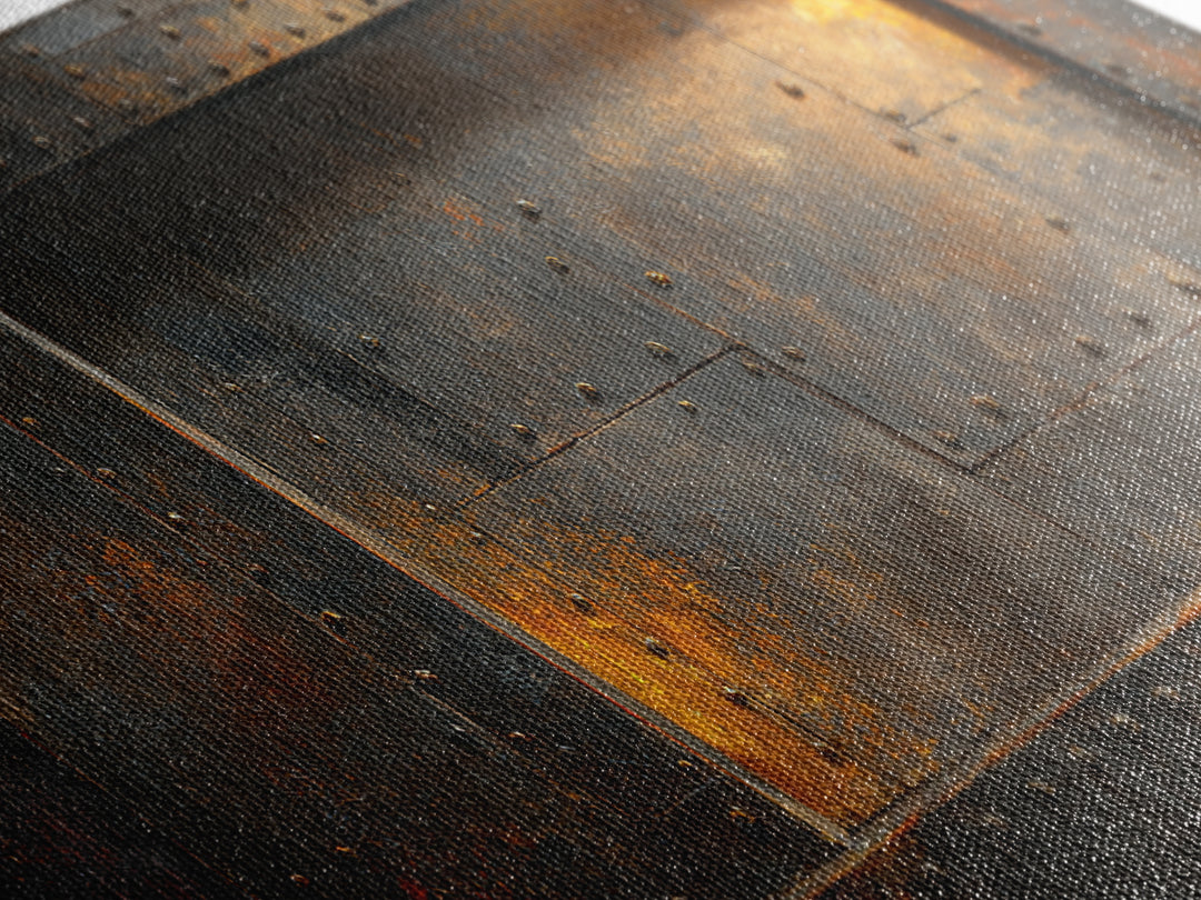 Riveted Metal Panel Texture Study Framed Canvas Print, Industrial Art, Wall Art, Living Room Decor, Fine Art, Foundry, IND-2x1-18