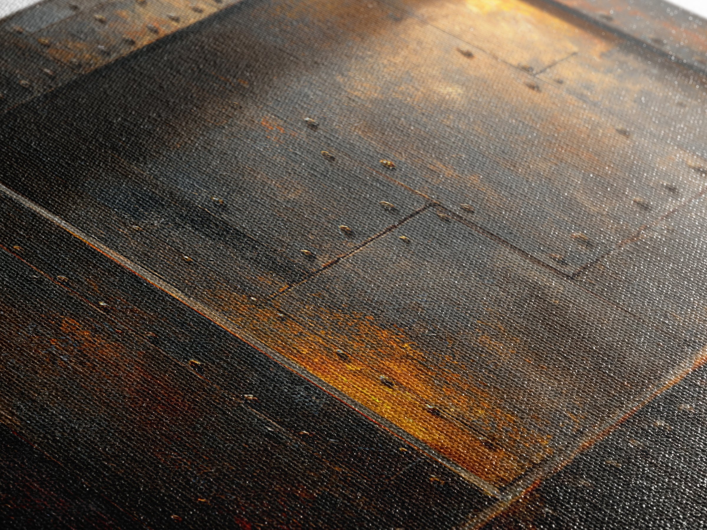 Riveted Metal Panel Texture Study Framed Canvas Print, Industrial Art, Wall Art, Living Room Decor, Fine Art, Foundry, IND-2x1-18