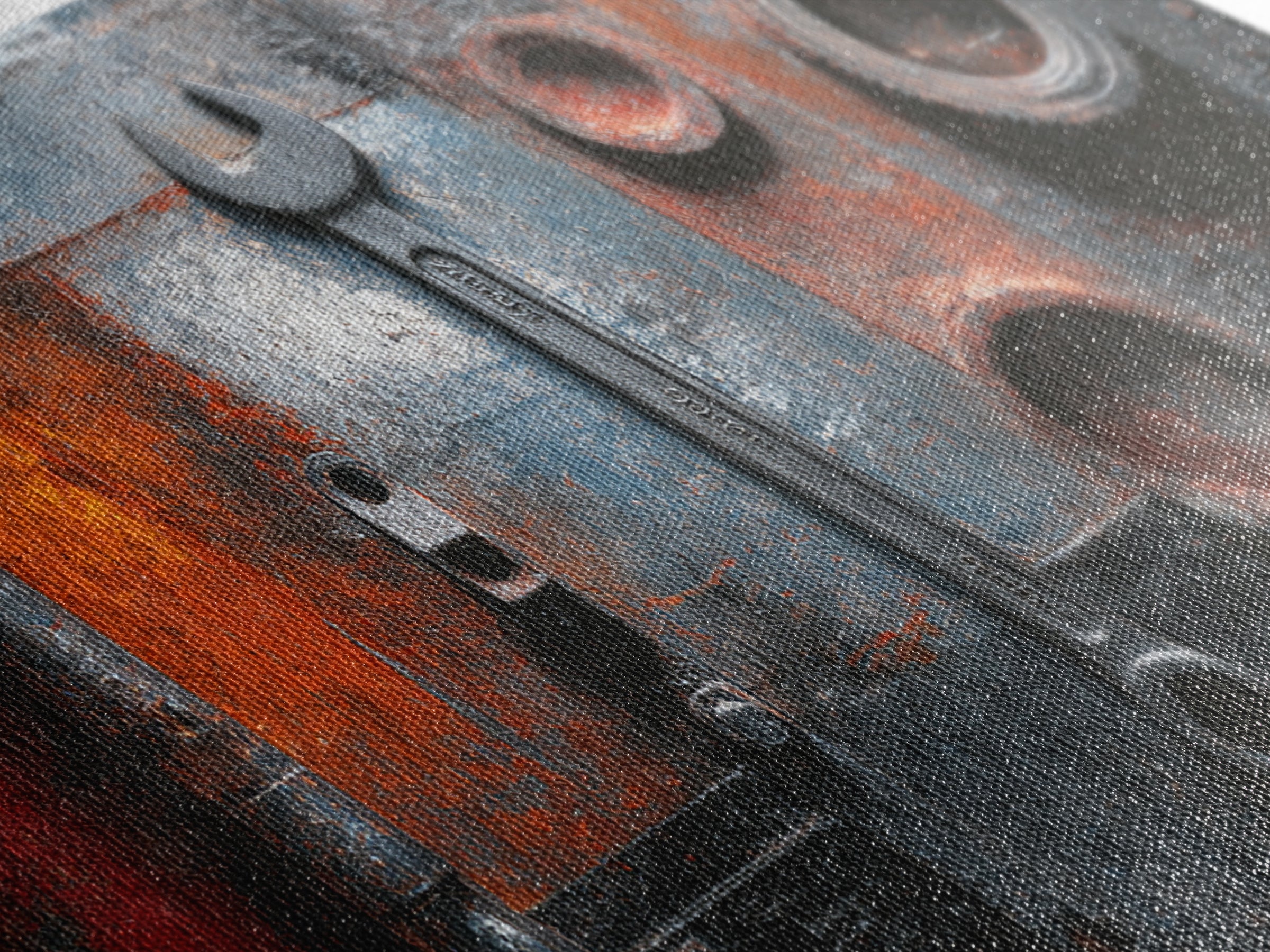 Riveted Metal Panel Texture Study Framed Canvas Print, Industrial Art, Wall Art, Living Room Decor, Fine Art, Foundry, IND-2x1-42