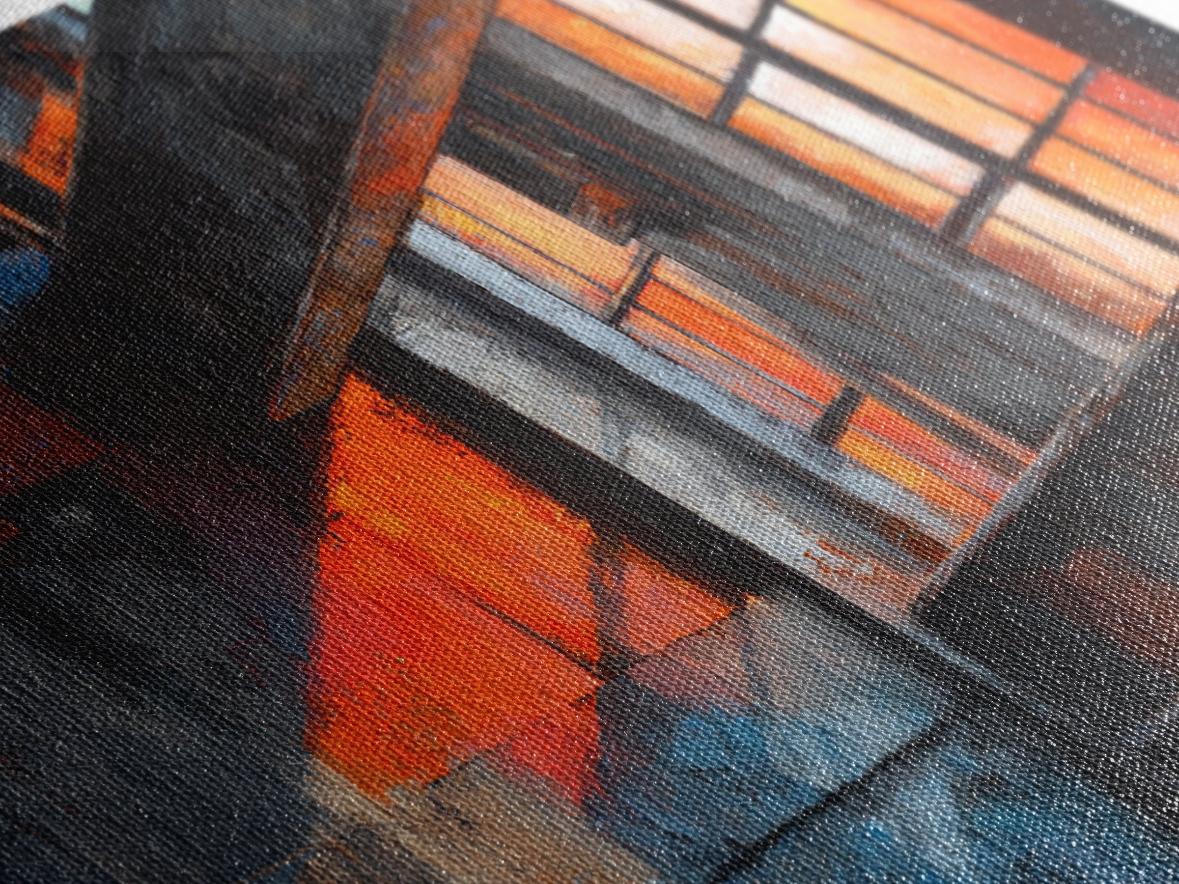 Old Factory Window Framed Canvas Print, Industrial Art, Art Prints, Living Room Decor, Fine Art, Foundry, Abstract Painting, IND-2x1-46