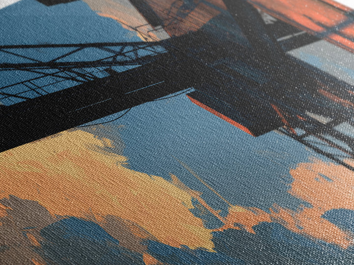 Warehouse Crane Silhouette Framed Canvas Print, Industrial Art, Metal Art, Living Room Decor, Watercolor Art, Foundry, IND-2x1-51