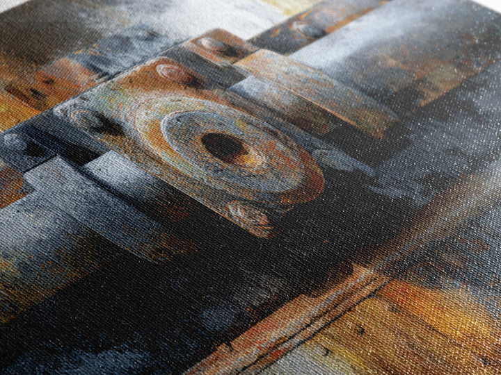 Urban Rail Yard Framed Canvas Print, Industrial Art, Metal Art, Living Room Decor, Abstract Art, Foundry, Gallery Decor, IND-2x1-65