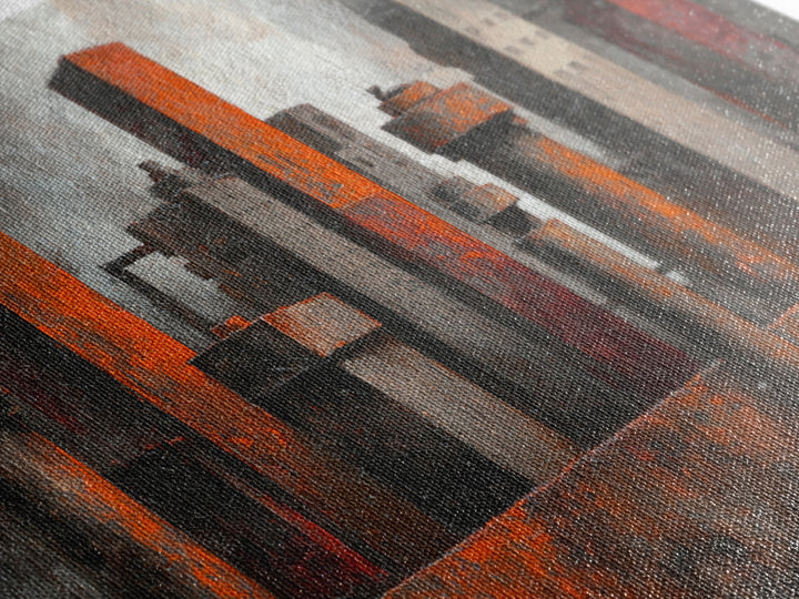 Industrial City Skyline Framed Canvas Print, Industrial Art, Luxury Decor, Living Room Decor, Abstract Art, Foundry, Art Print, IND-2x1-8