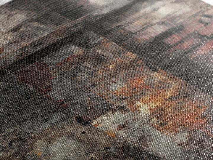 Exposed Brick Texture Abstract Framed Canvas Print, Industrial Art, Printable Art, Living Room Decor, Fine Art, Foundry, IND-2x3-12