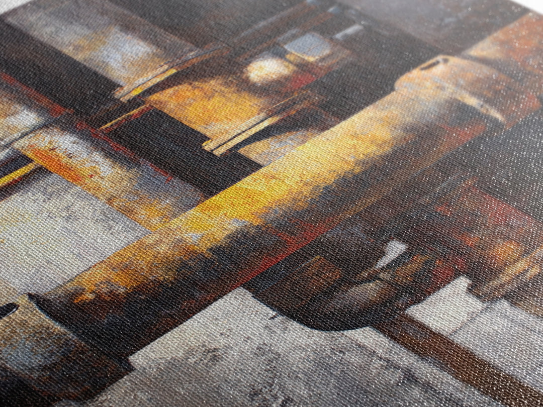 Metal Pipes and Valves as Graphic Composition Canvas Print, Industrial Art, Textured Painting, Living Room Decor, Foundry, IND-2x3-16