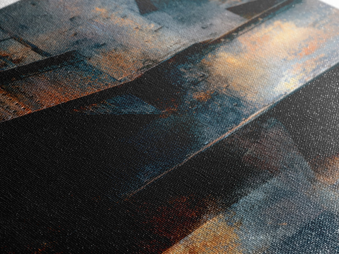 Urban Rail Yard Canvas Print, Industrial Art, Abstract Wall Art, Living Room Decor, Watercolor Art, Foundry, IND-2x3-29